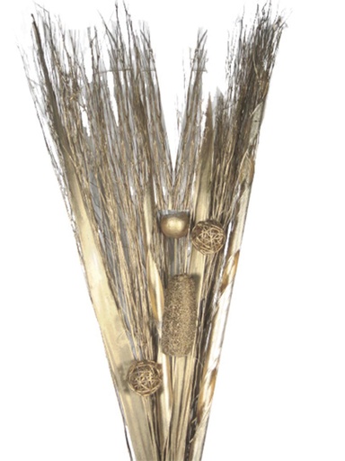 [GL128] Vase Filler with Assorted Dry Flowers and Stems - Gold