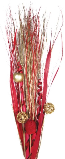 [GL129] Vase Filler with Assorted Dry Flowers and Stems - Gold/Red