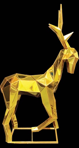 [GV010] 180cmH 3D Acrylic Mirror Panel Deer, Gold