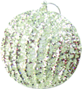 [CF3F188] 8cm Glass ball with Glitter - Silver