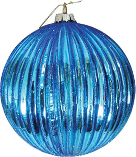 [HH020] 12cm Shiny Bauble with Glitter - Blue