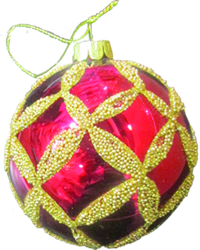 [HH069] 8cm Decorative Glass ball - Gold/Red