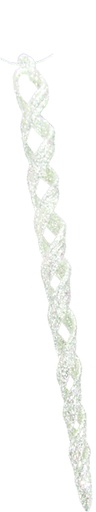 [HH190] 24cm Glittered Slim Icicle - Transparent Silver