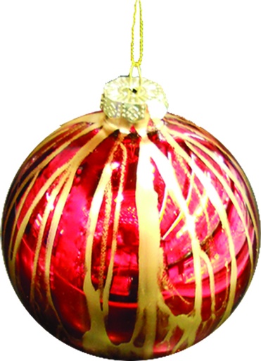 [HH194] 15cm Shiny Ball - Red with Gold Paint