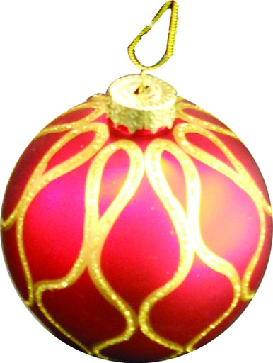 [HH200] 10cm Matte Ball - Red with Gold Paint