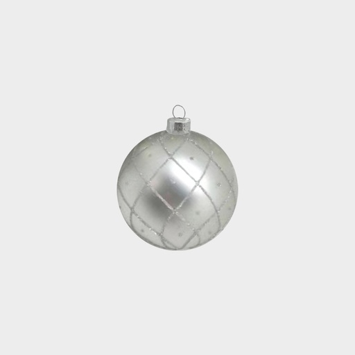 [HH265] 12cm Glittered Glass Ball - Silver