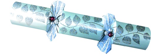 [SBC133S] 14" Xmas Crackers w/ Bow & 3 beads - Silver