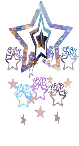 [Y11730-S] 83cm Hanging 3D Star Decoration - Silver