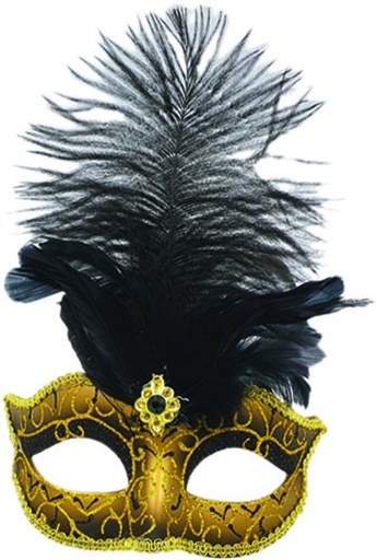 [CF018-BKGD] Feather Mask - Black/Gold