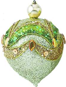 [1341] 75mm Hanging Ornament - Lime Green/Champagne