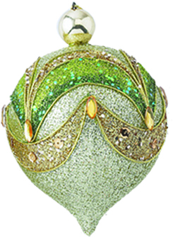 [1342] 10cm Decorative Drop - Green/Champagne