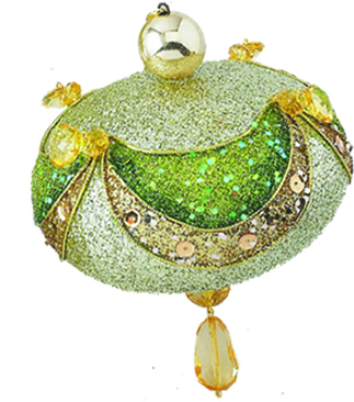 [1354] 11cm Decorative Tasseled Onion - Green/Champagne