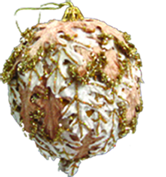 [49040-IV] 8cm Leaf ball - Gold/Ivory