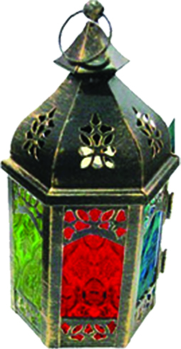 [WX1591A] Black brush gold lantern, 9.5 x 8 x 17cm