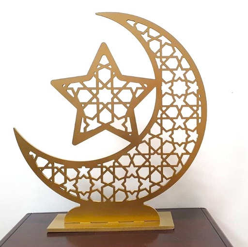 [REF157-60] 60cm Crescent with Star Centerpiece, White