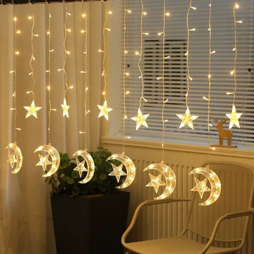 [REF164] Illuminated Curtain Drop with Crescents And Stars, 3m