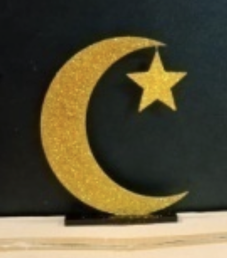 [RM162] Glittered Crescent with Star Centerpieces, 20cm