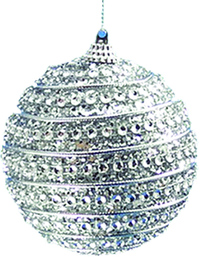 [RT022] 10cm Decorative ball with Rhinestones - Silver