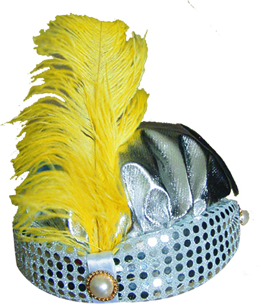 [SH930611-S] Sequin Feather Hat with Pearl