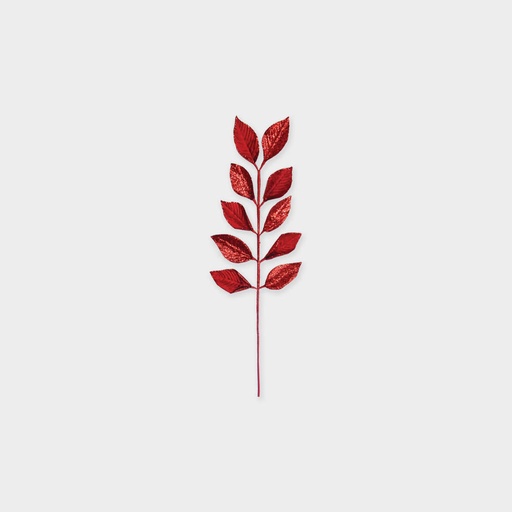 [SL122] 71cm Velvet Leaves Spray, Red