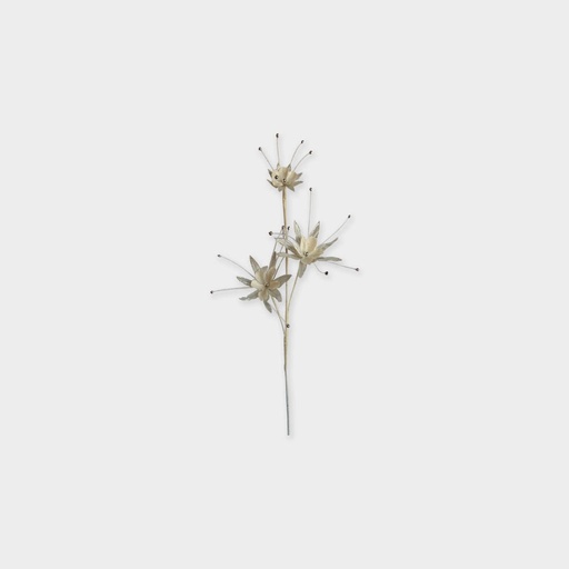 [SL125] 48cm Double Flower Pick, White/Silver