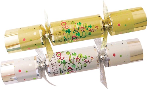 [SBC182] 12" Classical Crackers - Gold/Silver with Green/Red design