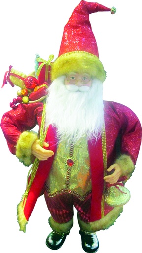 [TP044] 24" Standing Santa with Bell - Red/Gold