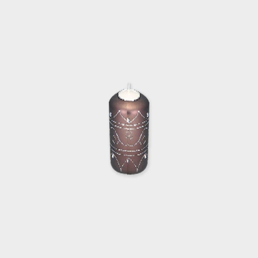 [Y9303N-V4] Brown/Silver Candleholder - 4" Tall