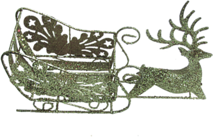[XQ002-S] 25cm Metallic Reindeer with Sleigh - Silver