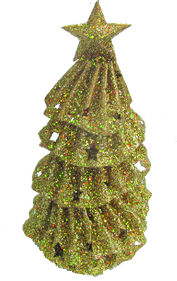 [XQ003-GD] 20cm Glittered Christmas Tree Centrepiece - Gold
