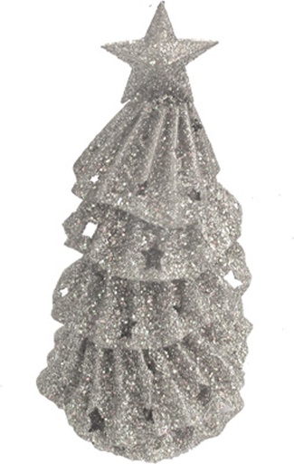 [XQ003-S] 20cm Glittered Christmas Tree Centrepiece - Silver