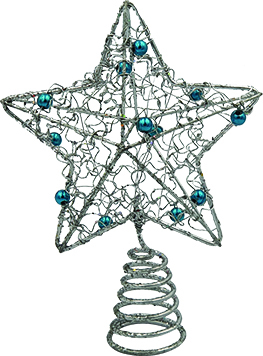 [XQ018-S] 13cm Metallic Tree Top with Beads - Silver