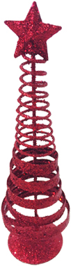 [XQ025-R] 20cm Spiral Cone Centrepiece - Red