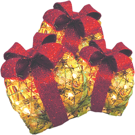 [XQ032] 15, 20, 25cm Light-up Gift Box Set - Gold/Red