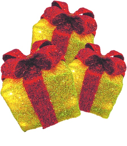 [XQ036] 15, 20, 25cm Light-up Gift Box Set - Gold/Red