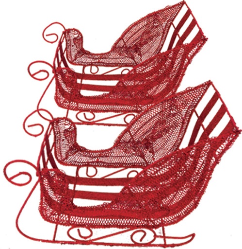 [XQ050-R-32] 32cm Sleigh Centrepiece - Red