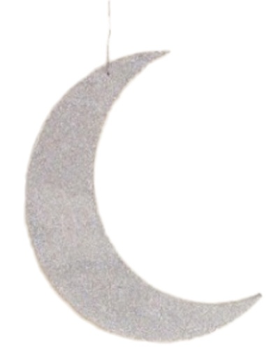 [RM103] 28cm Glittered Acrylic Crescent - Silver