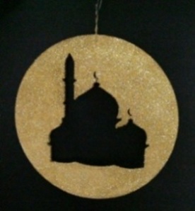 [RM125] Glittered Moon with Mosque Cut Out, 38cm