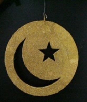 [RM129] 38cm Glittered Acrylic Moon with Crescent and Star Cut Out - Gold