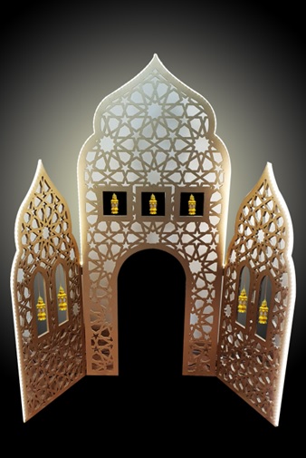 [RM185-LED] Illuminated Mosque Mashrabiya Wooden Panel, 1.7m