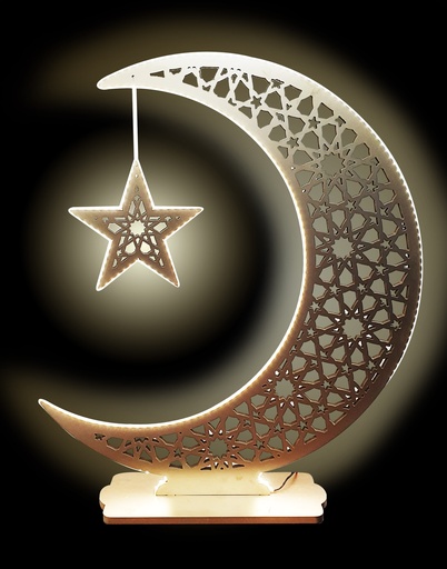 [REF159-100-LED] Illuminated Crescent with Star Centerpiece, 1m