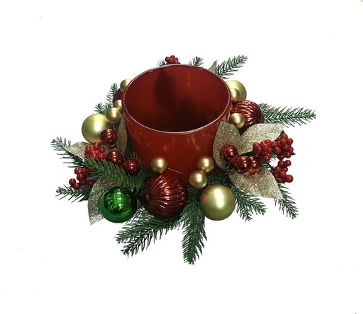 [GT018] Bauble Wreath with Candleholder, 30cm