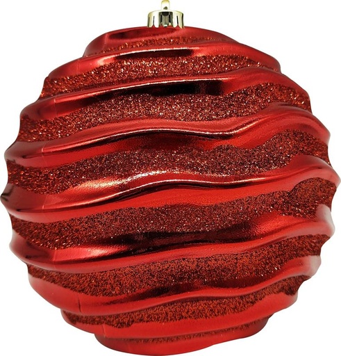 [GT023-R] 15cm Glittered Wavy Ball - Red