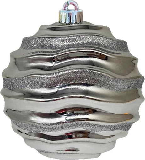 [GT023-S] 15cm Glittered Wavy Ball - Silver