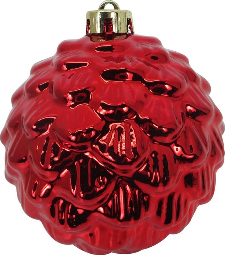 [JN116-R] 12cm Shiny Pinecone Ball - Red