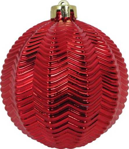 [JN118-R] 12cm Shiny Ridged Ball- Red