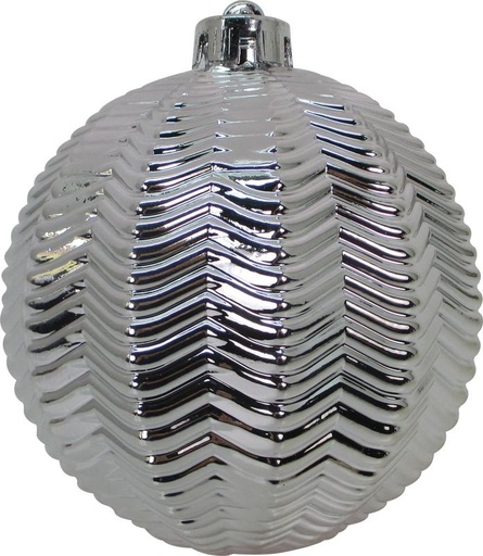 [JN118-S] 12cm Shiny Ridged Ball- Silver