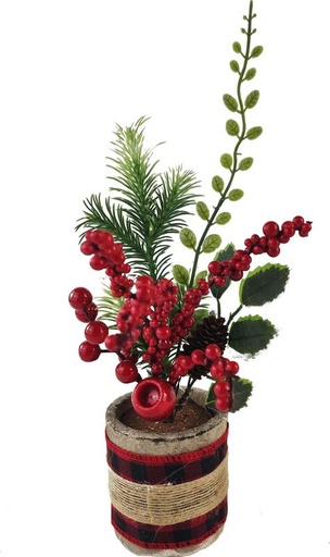 [SA089] Potted Leafy Berries, 33cm