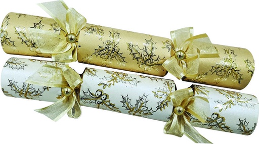 [SBC255] 30cm Luxury Crackers w/ Poinsettia Design - Gold/White