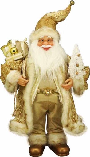 [TP111] 120cm Standing Santa with Tree - Gold